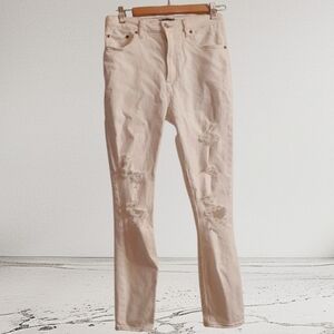 Abercrombie & Fitch Jeans Womens Size 4 White Distressed Ripped Simone High Rise